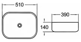 Mexen LORITA UMÝVADLO, 51x39 CM, ČIERNA / ZLATÁ , 22135163