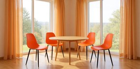 Súprava 2 ks pomarančových stoličiek OSAKA s čiernymi nohami