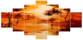 Gario Ručne maľovaný obraz Západ slnka - 7 dielny Rozmery: 210 x 100 cm