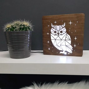 AMADEA Drevená lampička s motívom sovy, veľkosť 20 cm, s LED osvetlením s trafom na 12V