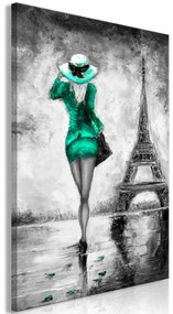 Artgeist Obraz - Parisian Woman (1 Part) Vertical Green Veľkosť: 20x30, Verzia: Premium Print