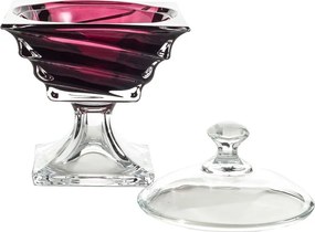 KRIŠTÁĽOVÁ MISKA BOHEMIA CASABLANCA BURGUNDY NA NOHE 245MM