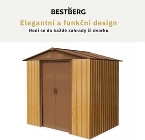 Záhradný domček BestBerg ZDB-2D / 2,5 m² / 194 x 131 x 184 cm / dekor červené drevo / hnedá