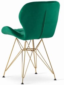 Zamatová jedálenská stolička Paris zelená so zlatými nohami