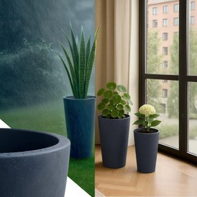 Sada 3 ks kvetináčov 3 round - antracitová