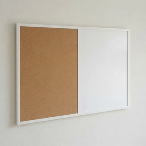 Toptabule.sk  Kombinovaná tabuľa biela v bielom drevenom ráme COLOR 60x40 cm