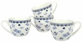 4-dielna sada porcelánových šálok Floral, 90 ml
