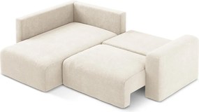 Krémovobiela ženilková rozkladacia/s úložným priestorom rohová pohovka (ľavý roh/do L) Kona – Makamii