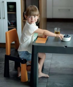 Detský stolček s dvoma stoličkami TEGGI MULTIFUN - grafitový/horčicový