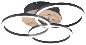 Čierno-hnedé LED stropné svietidlo 43x43 cm Circle – Trio