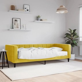 Denná posteľ s matracom žltá 90x200 cm zamat 3196672