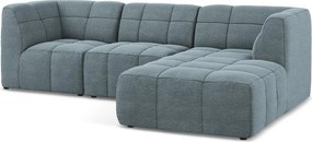 Modrá rohová pohovka z textílie buklé (pravý roh/s leňoškou) Aloha – Makamii