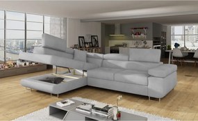 Svetlosivá zamatová rozkladacia/s úložným priestorom rohová pohovka (ľavý roh/do L) Anton – ELTAP