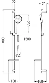 Mexen sprchový set DQ75, čierna, 785754581-70
