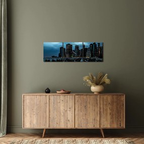 Obraz - Pohľad na mrakodrapy New Yorku (s hodinami) (90x30 cm)