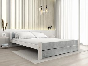 Posteľ IKAROS DOUBLE 120 x 200 cm, betón/biela Rošt: S latkovým roštom, Matrac: Matrac COCO MAXI 20 cm
