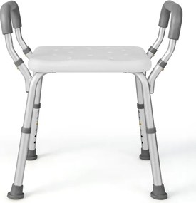 Výškovo nastaviteľná hliníková sprchová stolička s podrúčkami a protišmykovými gumovými nožičkami