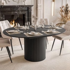 ROZKLADACÍ OKRÚHLY JEDÁLENSKÝ STÔL LANDRY ČIERNY 120 - 160 cm