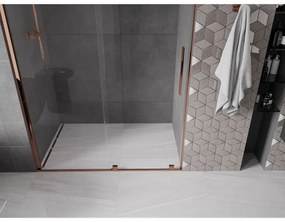 Mexen Velar, posuvné dvere do otvoru 130x200 cm, 8mm číre sklo, ružové zlato, 871-130-000-01-60