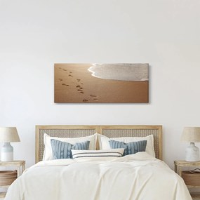 Obraz - stopy v piesku a more (120x50 cm)