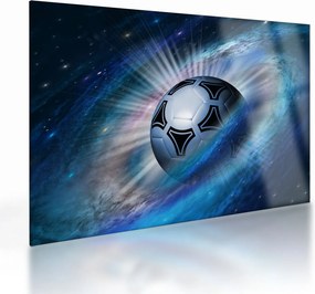 Sklenený obraz - Futbalová lopta vo vesmíre (70x50 cm)