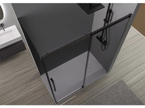 CERANO - Sprchovací kút Lantono L/P - 8 mm - čierna matná, grafitové sklo - 140x100 cm - posuvný, CER-CER-8050BD7526