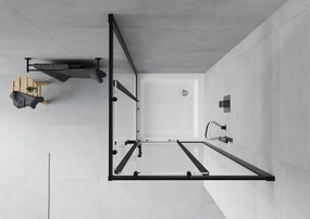Mexen Rio štvorcový sprchovací kút 90 x 90 cm, transparentný, čierny + sprchová vanička, biela - 860-090-090-70-00-4510
