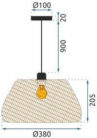 Toolight - stropné svietidlo z prírodného bambusu E27 60W APP886-1CP, hnedá, OSW-05246