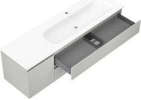 Mexen Rivel, kúpeľňová skrinka 160 cm s pravým umývadlom Vela, 2S, 1D, drážkovaná, šedá/biela matná, 91A23-16047-3-BBFFF62-W23P01