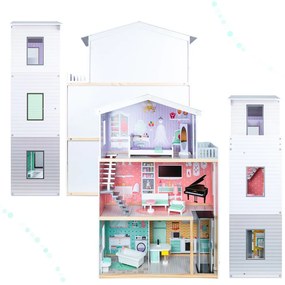 IKO Drevený domček pre bábiky – 117cm pastelový