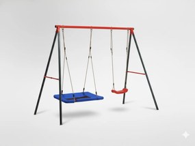 CH DVOJITÁ ZÁHRADNÁ HOJDAČKA (KOVOVÝ RÁM + HOJDAČKA + BOČNÍK) 290 x 180 x 200 CM