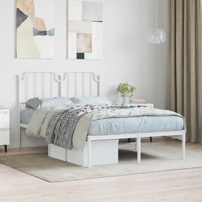 Kovový rám postele s čelom biely 120x190 cm 373933