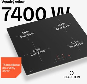 Klarstein PowerGlide indukčná varná doska | povrch odolný proti poškriabaniu | 4 varné zóny | 7400 W | 60 cm