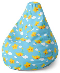 Sablio Sedací vak Pear Hviezdy a mesiace - 70 x 95 x 15 cm