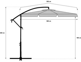 Záhradný skladací slnečník LEVI 300 cm, sivý + obal zdarma