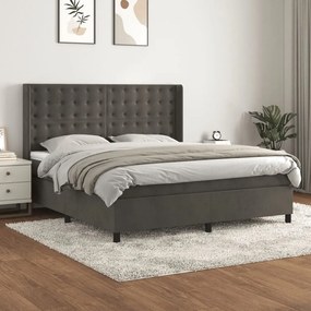 Posteľný rám boxspring s matracom tmavosivý 160x200 cm zamat 3132928