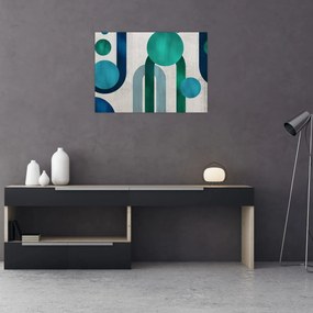 Sklenený obraz - Čiary a kruhové tvary (70x50 cm)