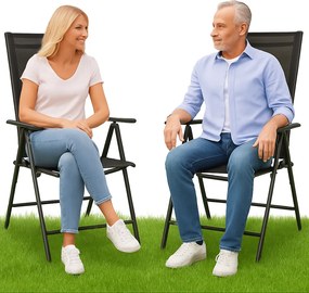 TRENDIE Záhradné stoličky s polohovateľným operadlom sada 2ks čierne