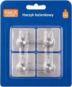 Erga Pad, samolepiace háčiky na uteráky bez vŕtania, 4ks, 4,5×4,5 cm, brúsená oceľ, ERG-YKA-CH.PAD4-CHR