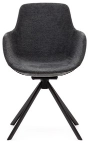 Tmavosivé čalúnené jedálenské kreslá v súprave s podrúčkami 2 ks Tissiana – Kave Home