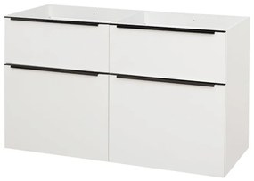 Mereo, Mereo Mailo, kúpeľňová skrinka 121 cm, bíla, čierne madlo, MER-CN513SB