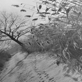 Obraz - Pole v zime (120x50 cm)