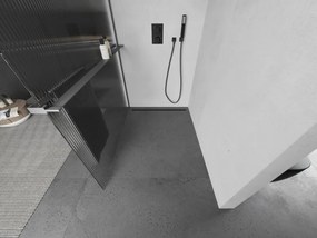 Mexen Kioto+, sprchová zástena Walk-In s poličkou a vešiakom 130 x 200 cm, 8mm sklo s rebrovým vzorom, grafitový profil, 800-130-121-95-09