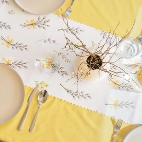 Goldea jarný behúň na stôl teflónový - bahniatka 35x140 cm