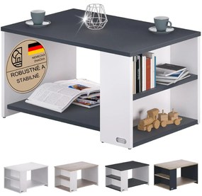 InternetovaZahrada Konferenčný stolík Santa Cruz 90x59x47cm - biely/antracit