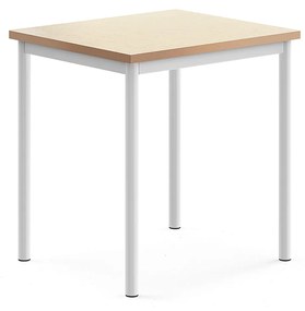 Stôl SONITUS, 700x600x720 mm, linoleum - béžová, biela