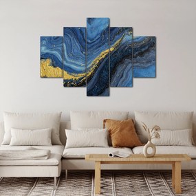 Obraz - Modro-zlatá abstrakcia (150x105 cm)