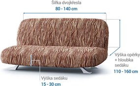 Bielastické poťahy UNIVERSO NOVÉ žíhané hnedé dvojkreslo s drevenými rúčkami (š. 80 - 140 cm)