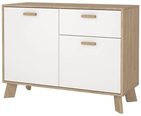 Biela/v prírodnej farbe komoda v dekore duba 99x73x39 cm Ikast – Tvilum