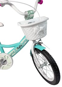 Detský bicykel s vodiacou tyčou, košíkom a pomocnými kolieskami 16 – pre deti od 4 do 6 rokov